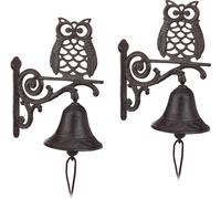 relaxdays 2 x Cloche de porte en fonte Chouette