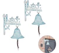 relaxdays 2 x Cloche de porte en fonte maritime