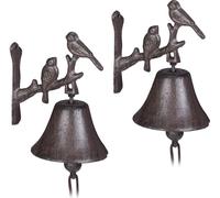 relaxdays 2 x Cloche de porte en fonte oiseau