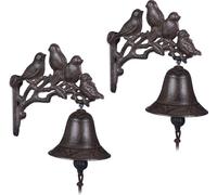 relaxdays 2 x Cloche de porte en fonte oiseaux