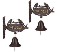 relaxdays 2 x Cloche de porte en fonte WELCOME
