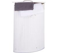 relaxdays 2 x corbeille à linge d'angle en bambou blanc