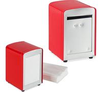 relaxdays 2 x Distributeur de serviettes Retro rouge