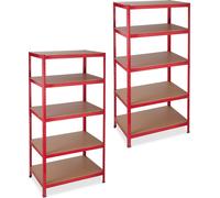 relaxdays 2 x étagère pour charges lourdes 180x90x60 en rouge