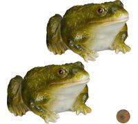 relaxdays 2 x figurine de jardin grenouille pierre artificielle vert