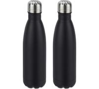 relaxdays 2 x Gourde en acier inoxydable noir