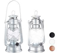 relaxdays 2 x Lanterne tempête LED argent