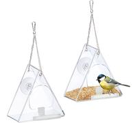relaxdays 2 x Mangeoire pour oiseaux fenêtre triangulaire