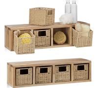 relaxdays 2 x noyer Étagère murale grande avec paniers