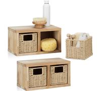 relaxdays 2 x noyer Étagère murale petite avec paniers