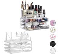 relaxdays 2 x organisateur de maquillage transparent