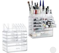 relaxdays 2 x organisateur de maquillage transparent