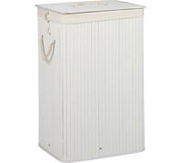 relaxdays 2 x panier à linge en bambou carré blanc