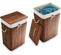 relaxdays 2 x panier à linge en bambou carré brun