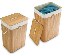 relaxdays 2 x panier à linge en bambou carré naturel