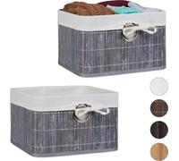 relaxdays 2 x panier de rangement bambou gris