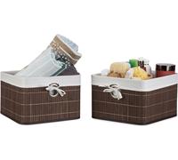 relaxdays 2 x Panier de rangement en bambou brun