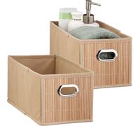 relaxdays 2 x Panier de rangement en bambou naturel