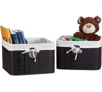 relaxdays 2 x Panier de rangement en bambou noir