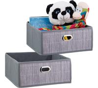 relaxdays 2 x Panier de rangement en bambou plat gris
