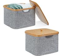 relaxdays 2 x Panier de rangement tissu gris