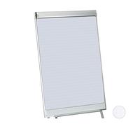 Relaxdays 2 x Papier Flipchart, Papier ligné, Bloc de 50 Feuilles, 60 g/m², 6 Perforations, 57,5 x 81 cm, Blanc