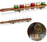 relaxdays 2 x Planche à liqueur en bois avec 6 verres chacun