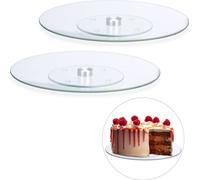 relaxdays 2 x Plateau à tarte rotatif en verre