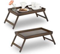 relaxdays 2 x Plateau de lit en bambou brun foncé