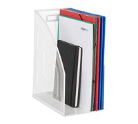 Relaxdays 2 x porte-documents métalliques A4, classeurs verticaux stables, design en maille, 32 x 16 x 24,5 cm, blanc