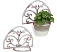 relaxdays 2 x Porte-fleurs mural en fonte blanche