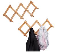 relaxdays 2 x portemanteau mural en bois naturel pliable