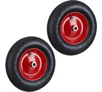 relaxdays 2 x roue de brouette 4.80 4.00-8 en rouge