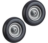 relaxdays 2 x roue de brouette en caoutchouc noir-gris