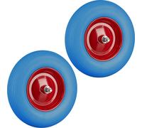 relaxdays 2 x roue de brouette en caoutchouc plein bleu-rouge