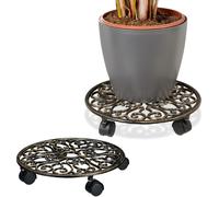 relaxdays 2 x rouleurs de plantes en fonte, ronds