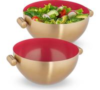 relaxdays 2 x saladier de service acier inoxydable Ø 24,5 cm