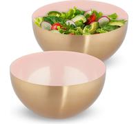 relaxdays 2 x saladier en acier inoxydable rose/or