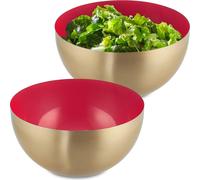 relaxdays 2 x saladier en acier inoxydable rouge/or