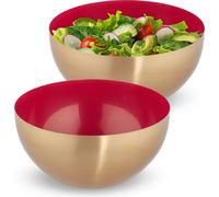 relaxdays 2 x saladier en acier inoxydable rouge/or