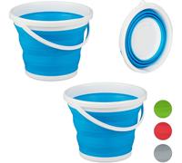 relaxdays 2 x Seau pliable 10 l bleu