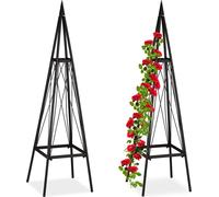 Relaxdays Tuteur Rosier grimpant, Lot de 2, carré, Autonome, vignes, Jardin, résistant aux intempéries, Fer, Hauteur: 132 cm, Noir