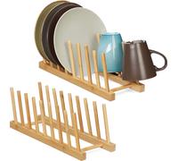 relaxdays 2 x supports d'assiettes en bambou