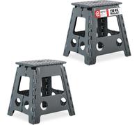 relaxdays 2 x Tabouret pliant XL gris foncé