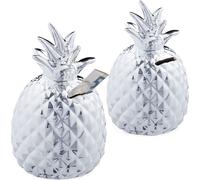 relaxdays 2 x tirelire ananas en argent