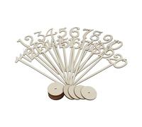 Relaxdays 20x numéros pour Les Tables du Mariage, en Bois, fête, gastronomie, H x D : 35 x 7,5 cm, Nature