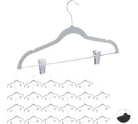 relaxdays 24 x cintres en velours avec clips gris