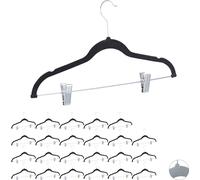 relaxdays 24 x cintres en velours avec clips noir