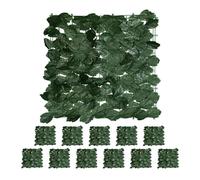 Relaxdays 24 x Brise-Vue Lierre, Chaque Panneau 50 x 50 cm, haie Artificielle Jardin et Balcon, clôture en Feuilles, Vert foncé