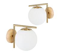 2x Applique murale laiton mat GLOBI intérieur design rétro moderne boule globe HxlxP: 22 x 19,5 x 28 cm, mat